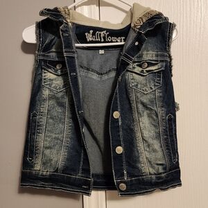 Hooded jean vest